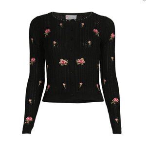 RED Valentino Pointelle Floral Cardigan